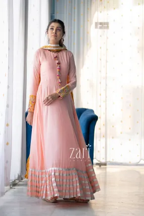 Bandhej cotton silk Suit with Gota Patti, Sequins, Thread, Zardozi work.