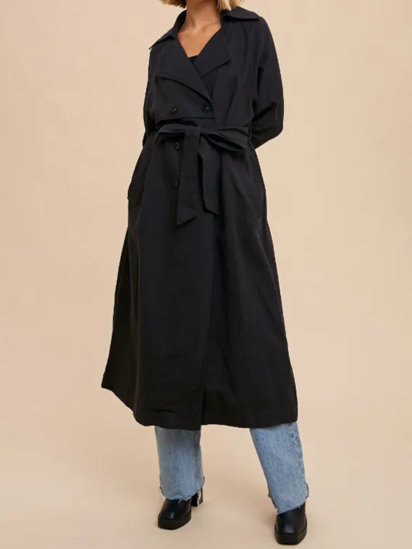 27 Long Line Double Breasted Trench Coat