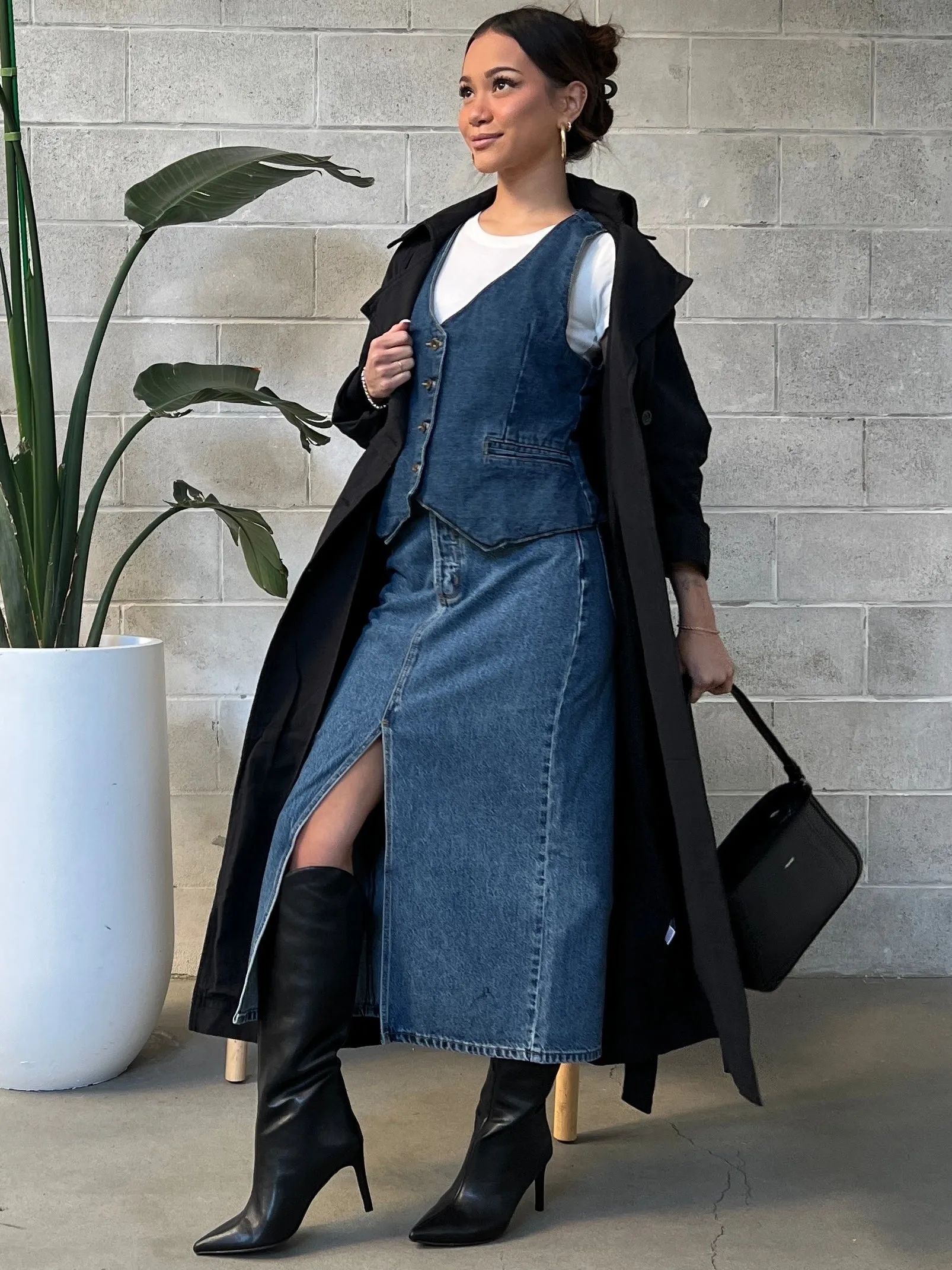 27 Long Line Double Breasted Trench Coat