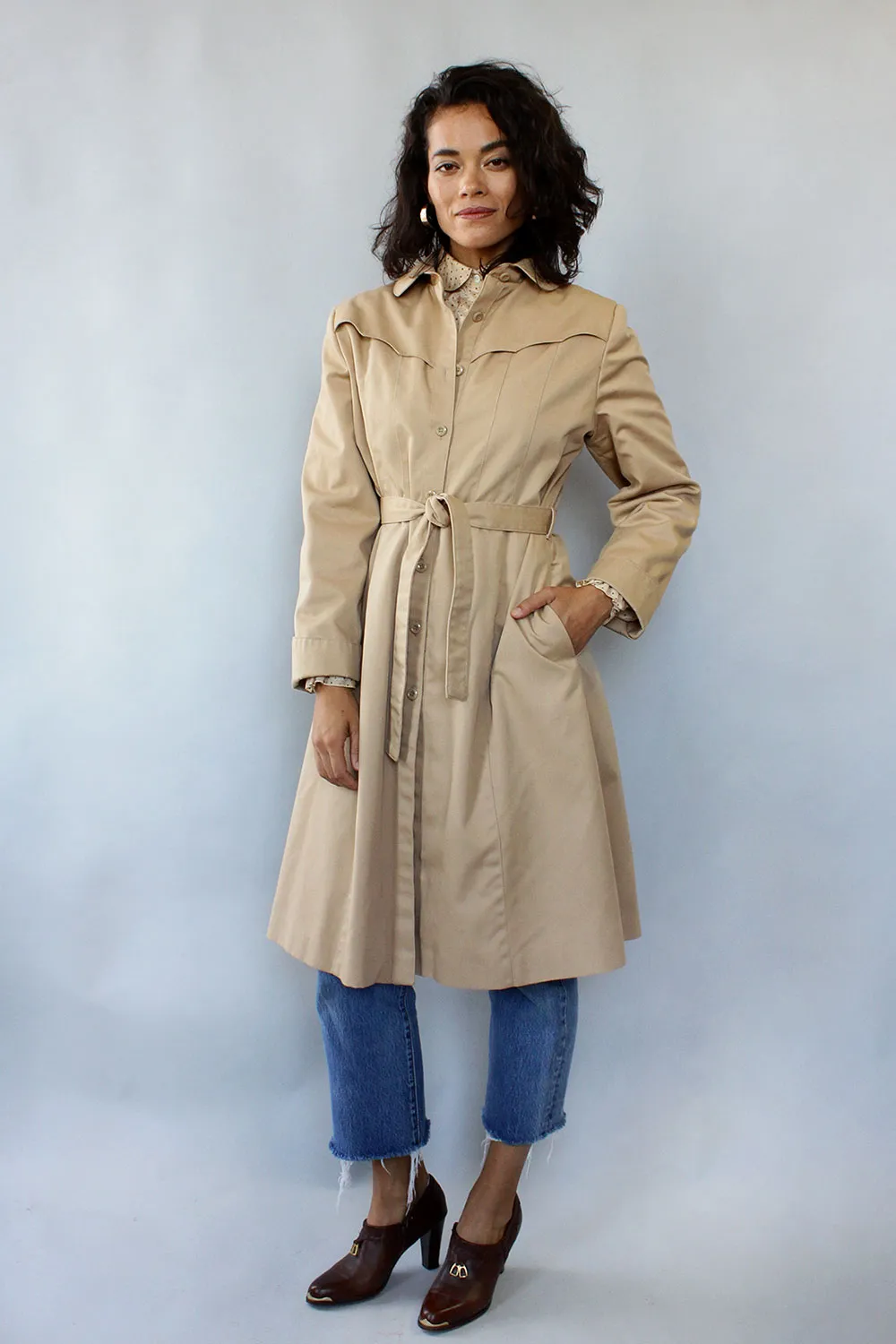 70s Peach Princess Trench Coat M