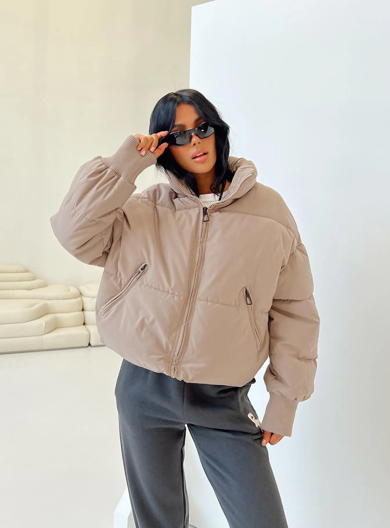 7th Avenue Puffer Jacket Beige