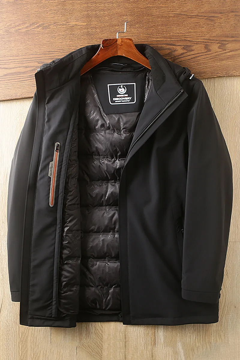 90% Down Waterproof Mens High Quality Detachable inner winter men's 2 in 1 down jacket