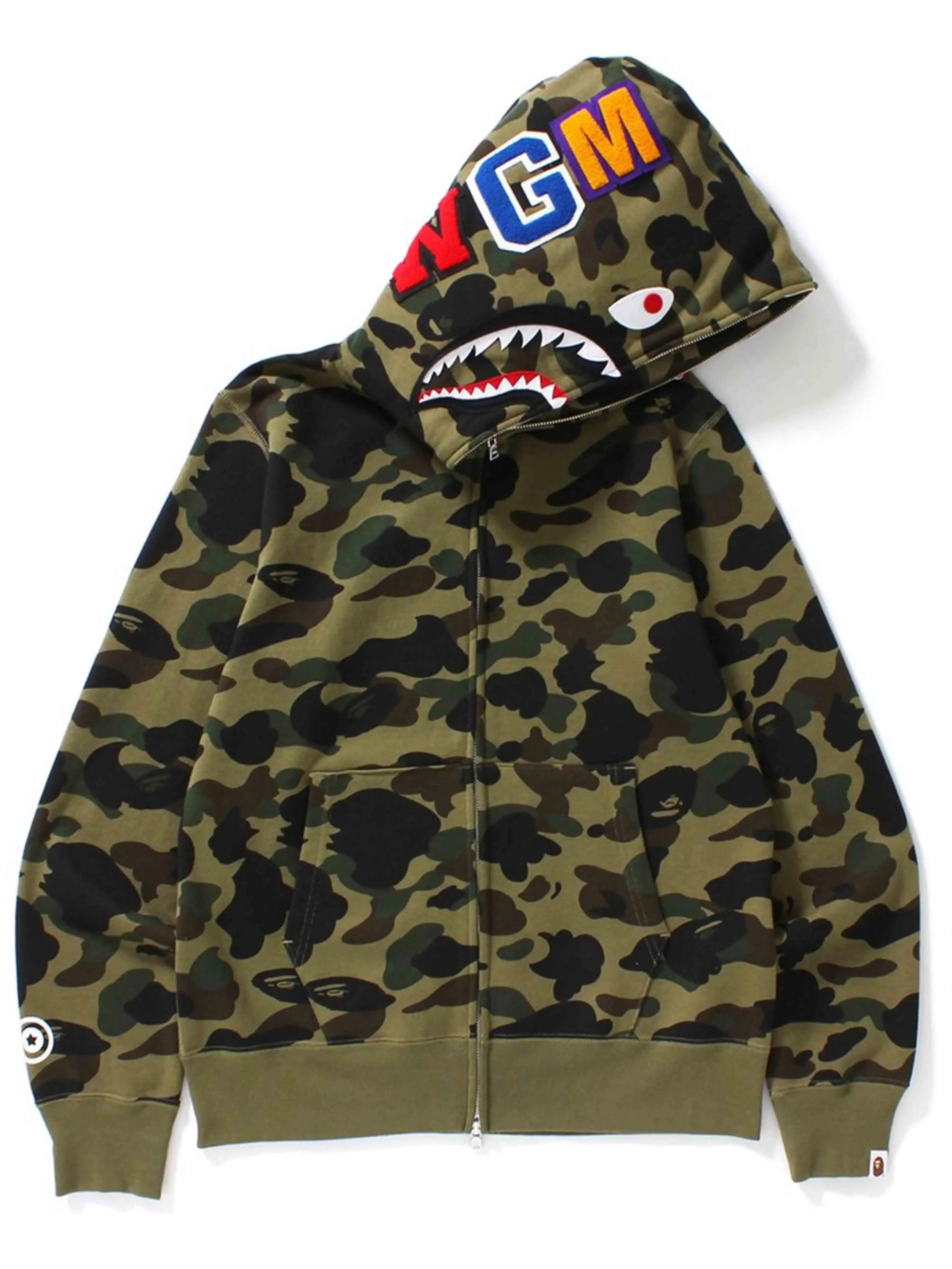 A Bathing Ape 1st Camo Shark Full Zip Hoodie Green (FW18)