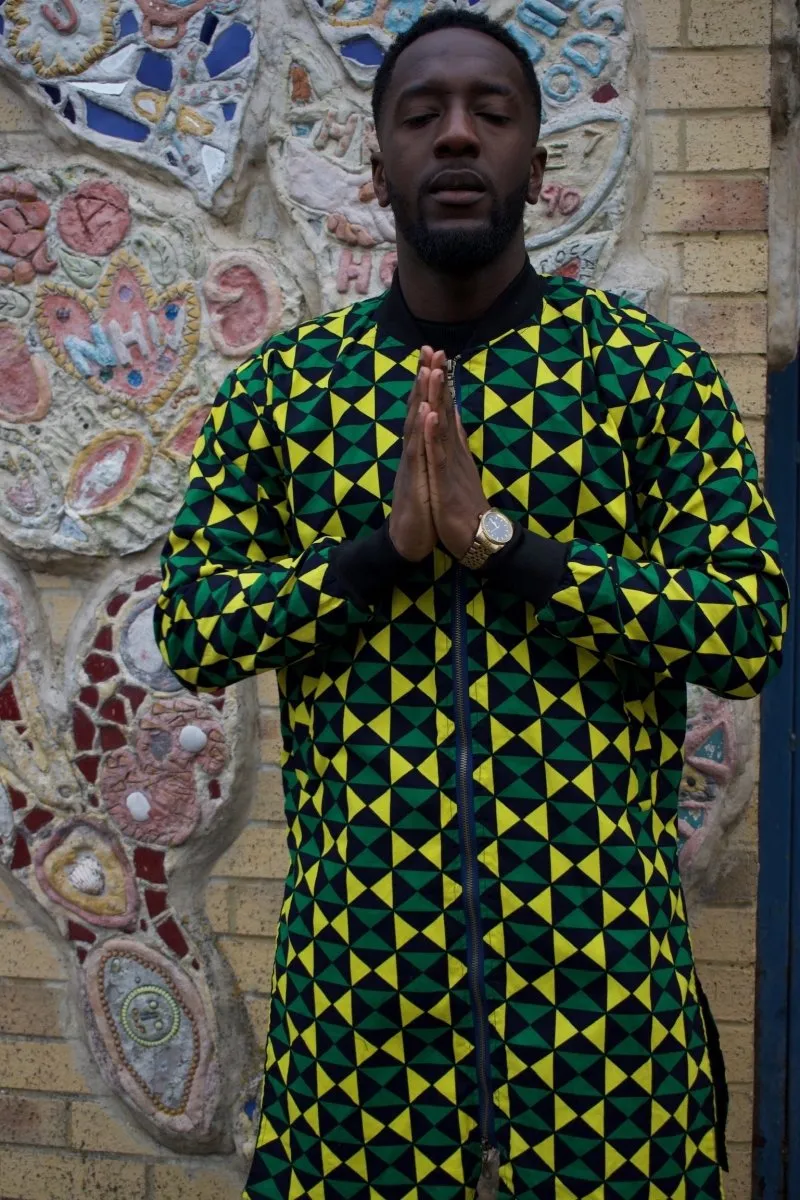 African Coat in Green Ankara Print- Festival Clothing