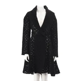 Alaia Black Felted Wool Shawl Collar Coat FR 42