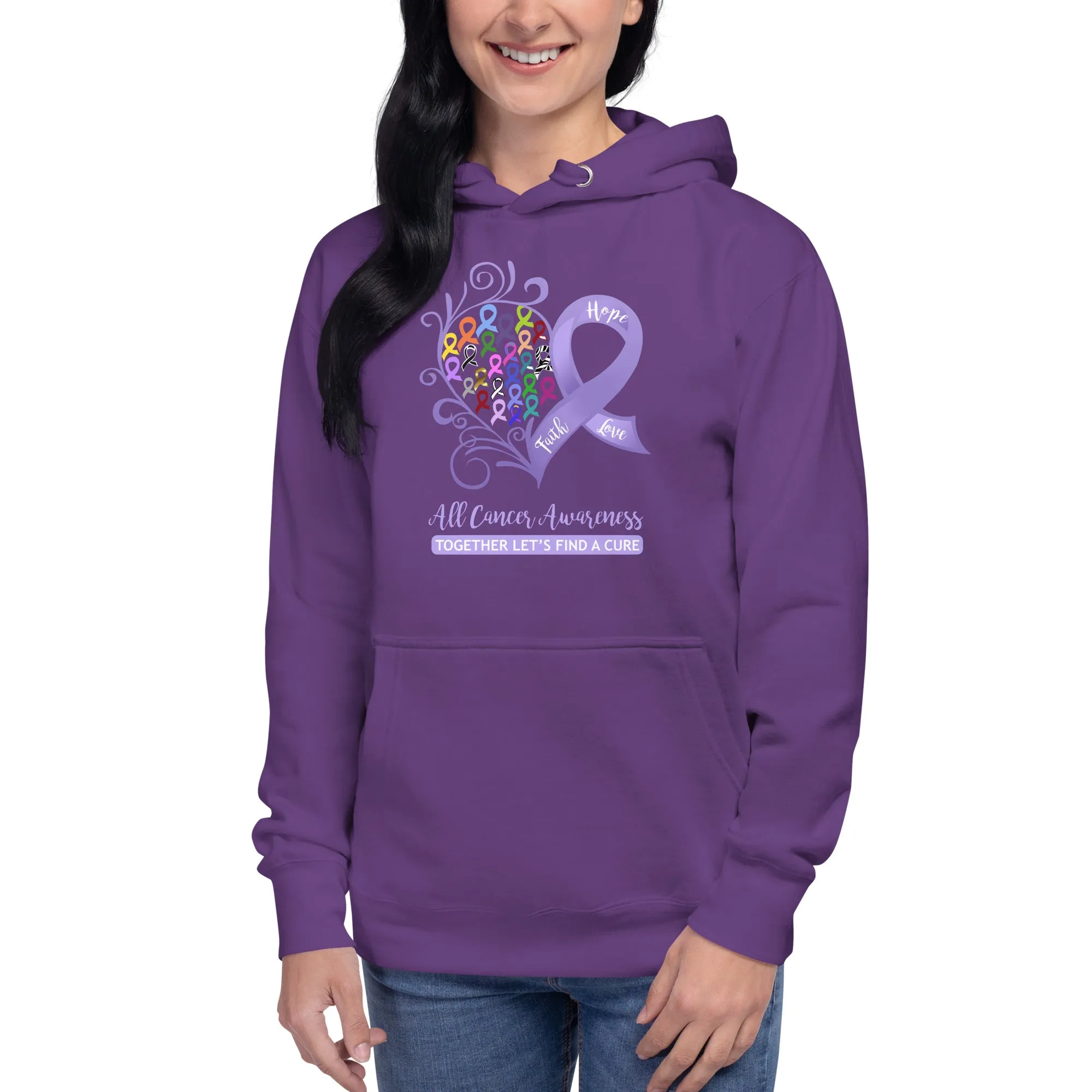 All Cancer Awareness Heart Purple Hoodie