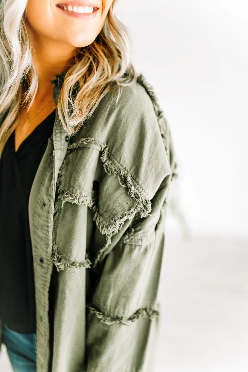 All You Need is Love Olive Denim Shacket | FINAL SALE