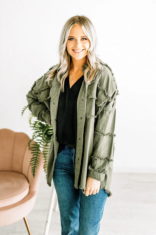 All You Need is Love Olive Denim Shacket | FINAL SALE