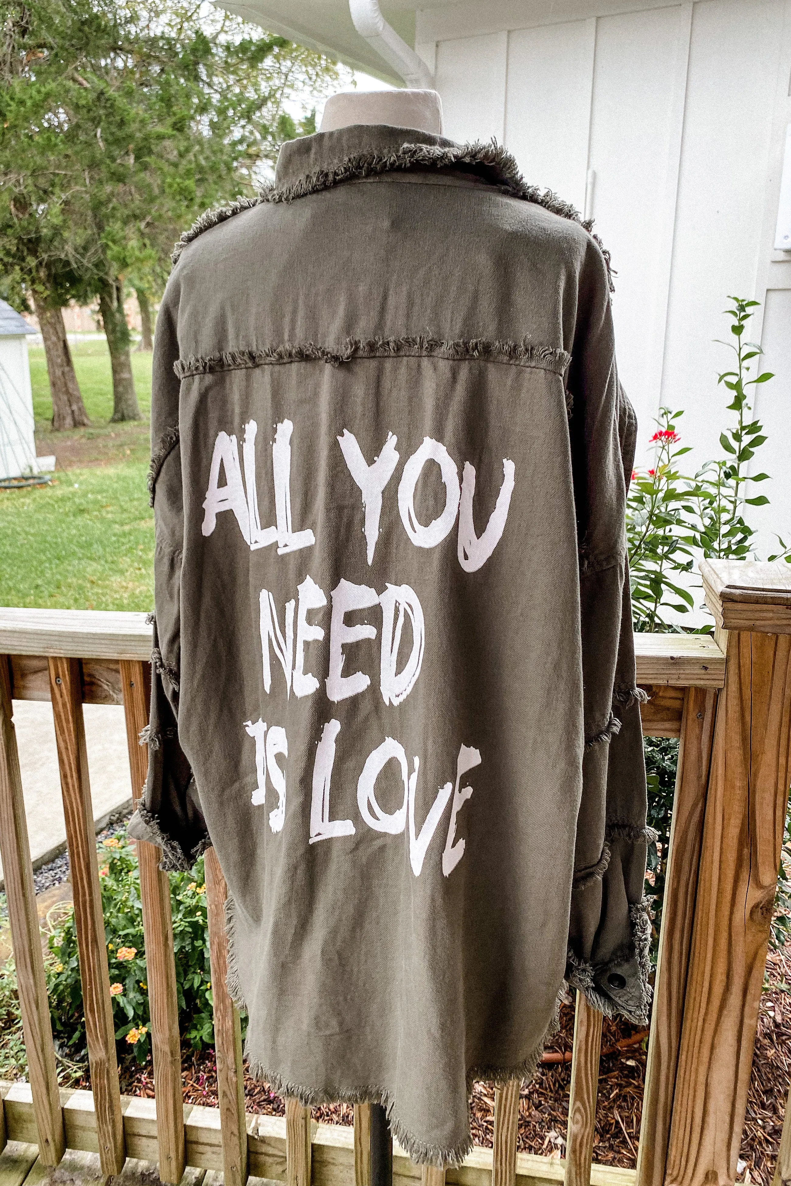 All You Need is Love Olive Denim Shacket | FINAL SALE