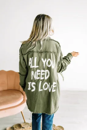 All You Need is Love Olive Denim Shacket | FINAL SALE