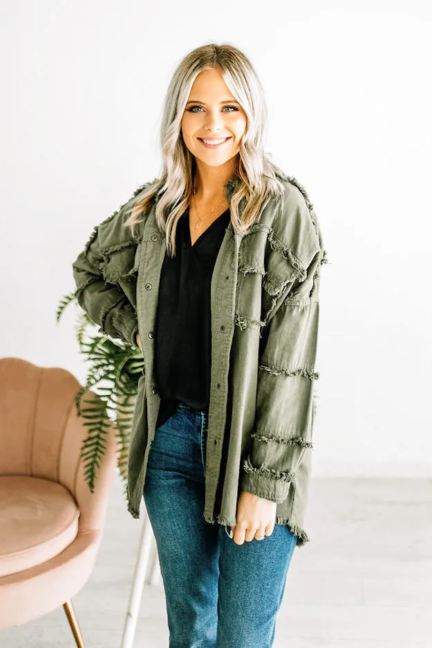 All You Need is Love Olive Denim Shacket | FINAL SALE