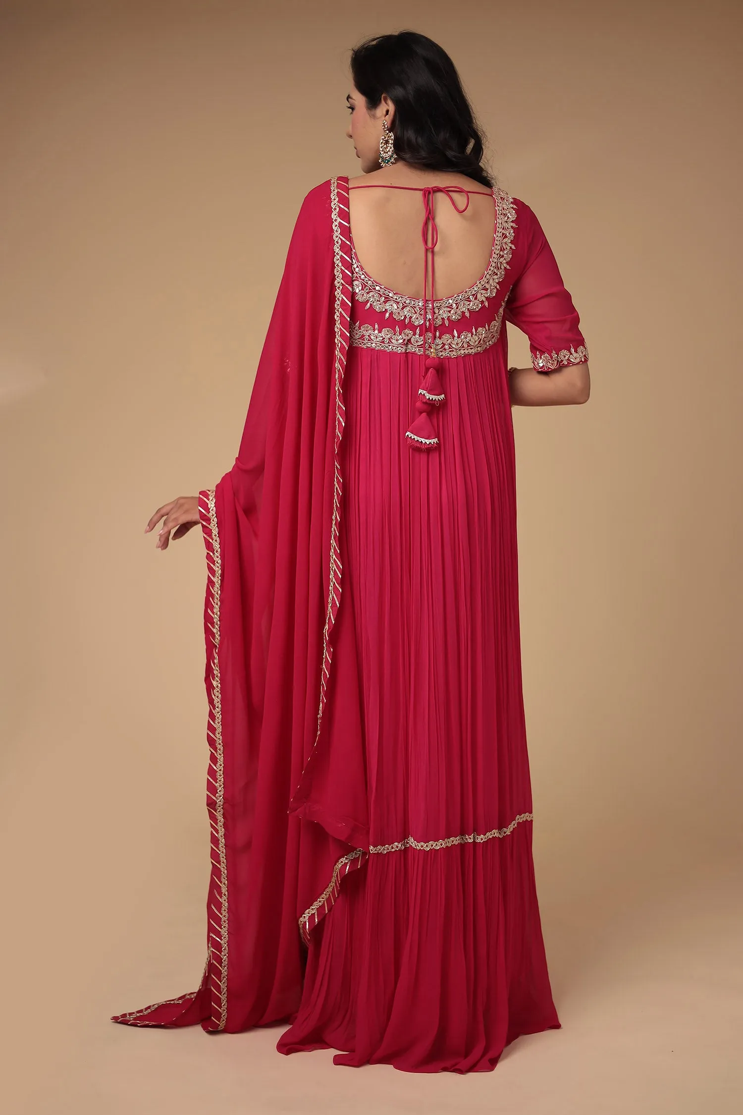 Anarkali Georgette Suit Embellished with Gota Patti and Zardozi work