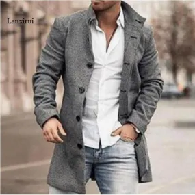 Autumn Men's Trench Coats Long Jacket