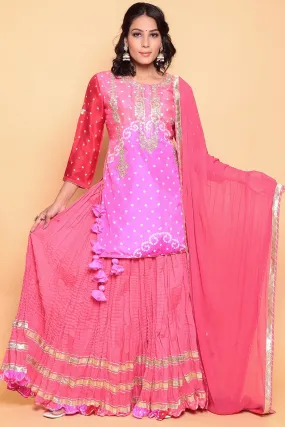 Bandhej Silk Suit with Gota Patti work.