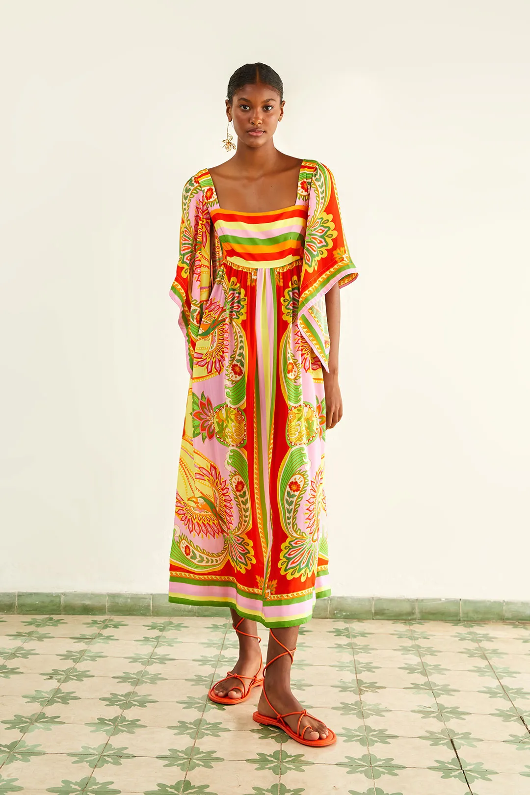 Beach Toucans Scarf Multi Midi Dress