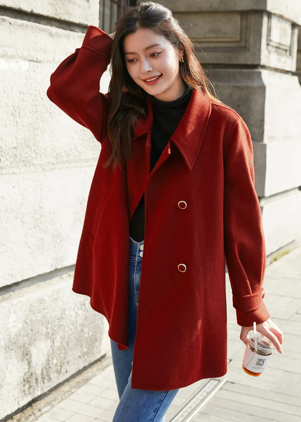 Belted Double Face Wool Coat