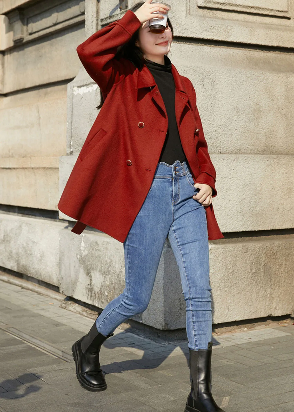 Belted Double Face Wool Coat