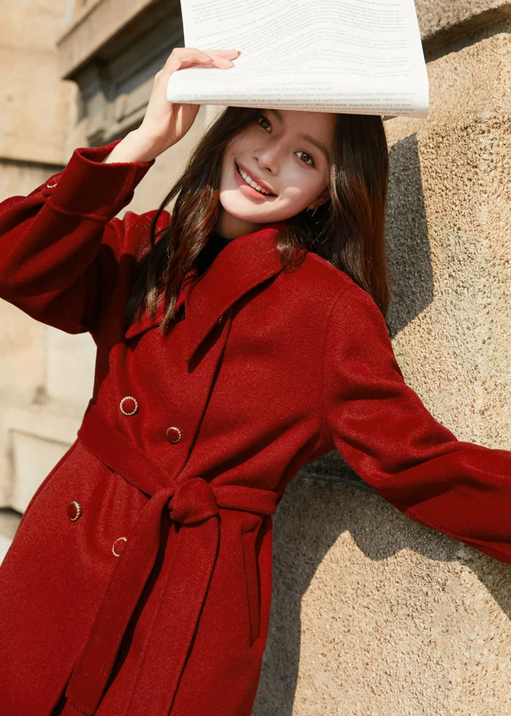 Belted Double Face Wool Coat