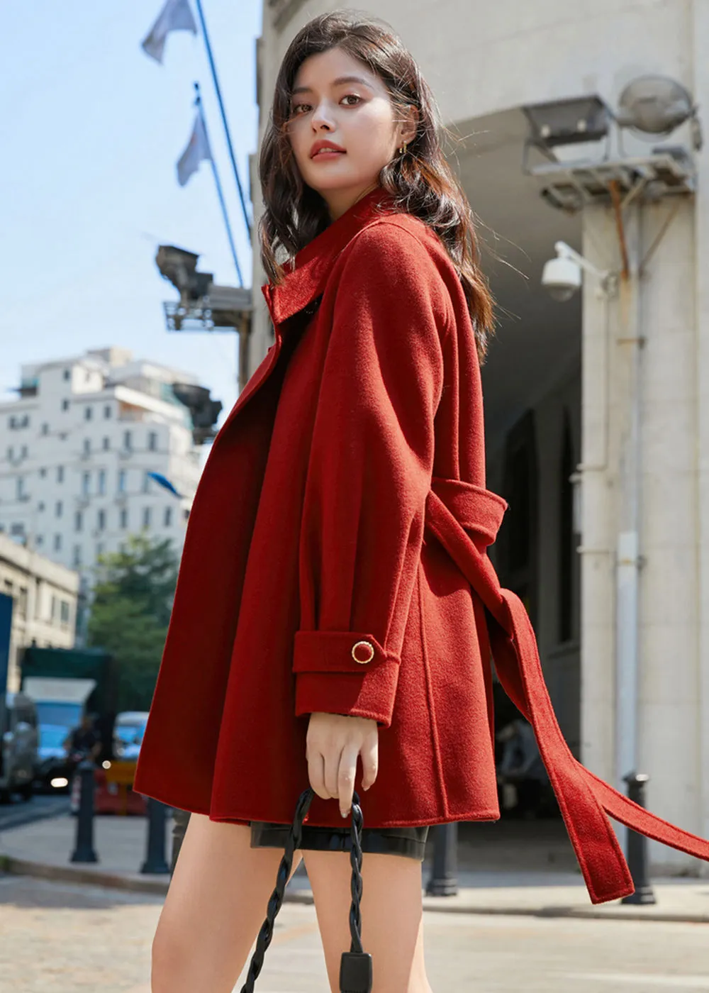 Belted Double Face Wool Coat