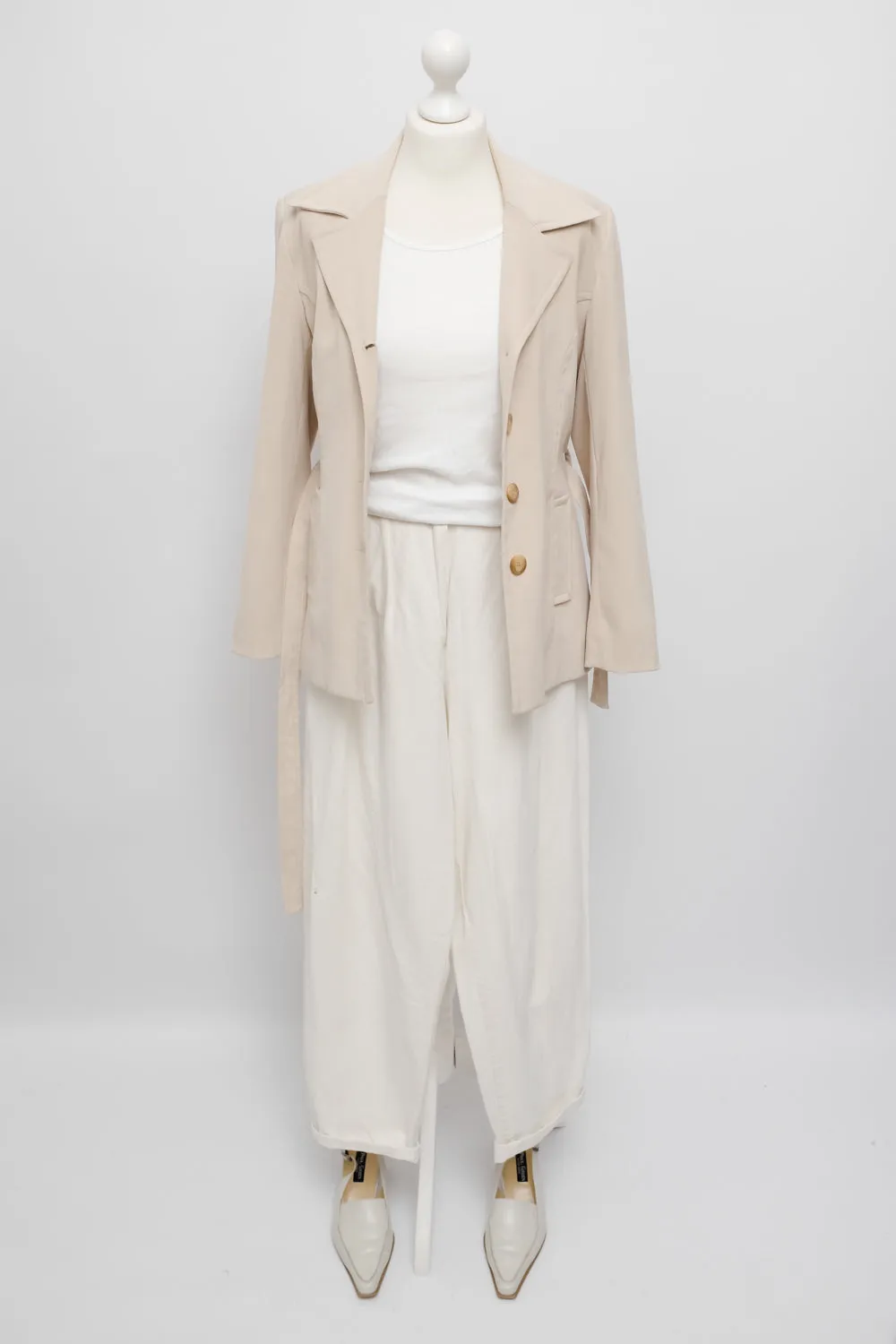 BELTED SLIM BEIGE VINTAGE BLAZER