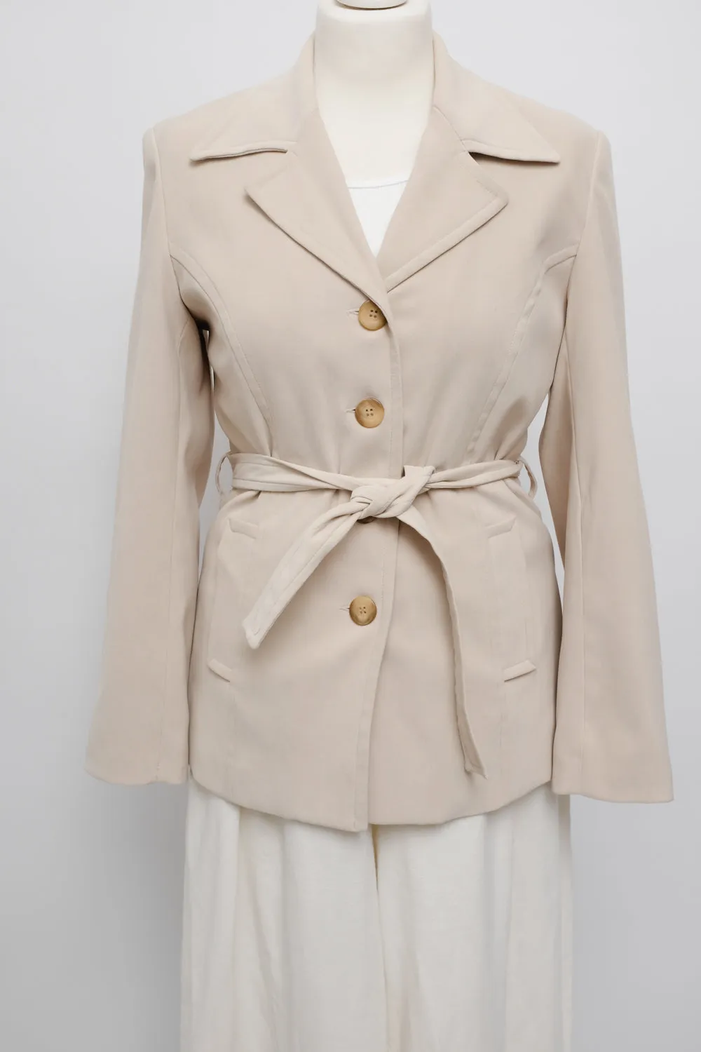 BELTED SLIM BEIGE VINTAGE BLAZER