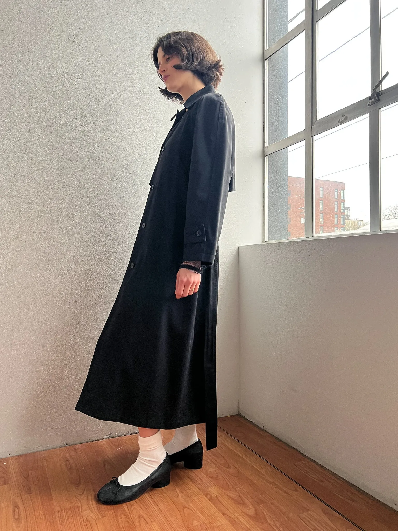 Black Cotton Trench Coat (M)