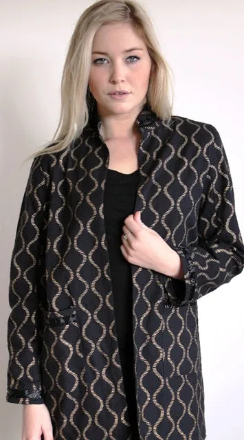 Black Front Open Long Coat