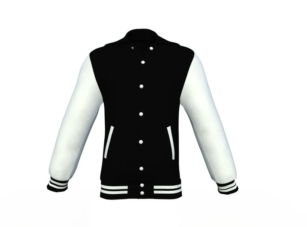 Black Varsity Letterman Jacket with White Sleeves