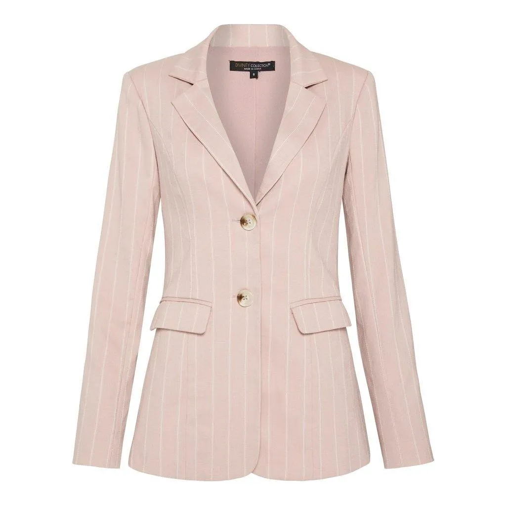 Blush Pinstripe Linen Blazer