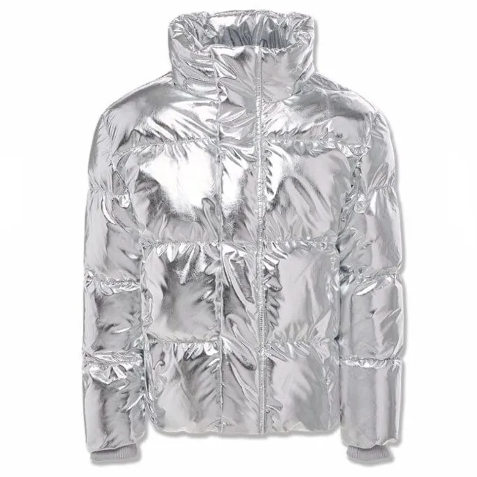 Boys Jordan Craig Metallic Hooded Bubble Jacket (Silver) 91542MB