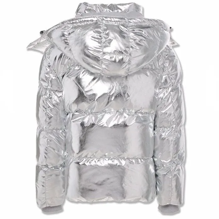 Boys Jordan Craig Metallic Hooded Bubble Jacket (Silver) 91542MB