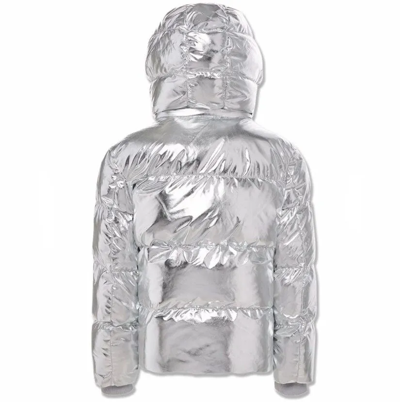 Boys Jordan Craig Metallic Hooded Bubble Jacket (Silver) 91542MB