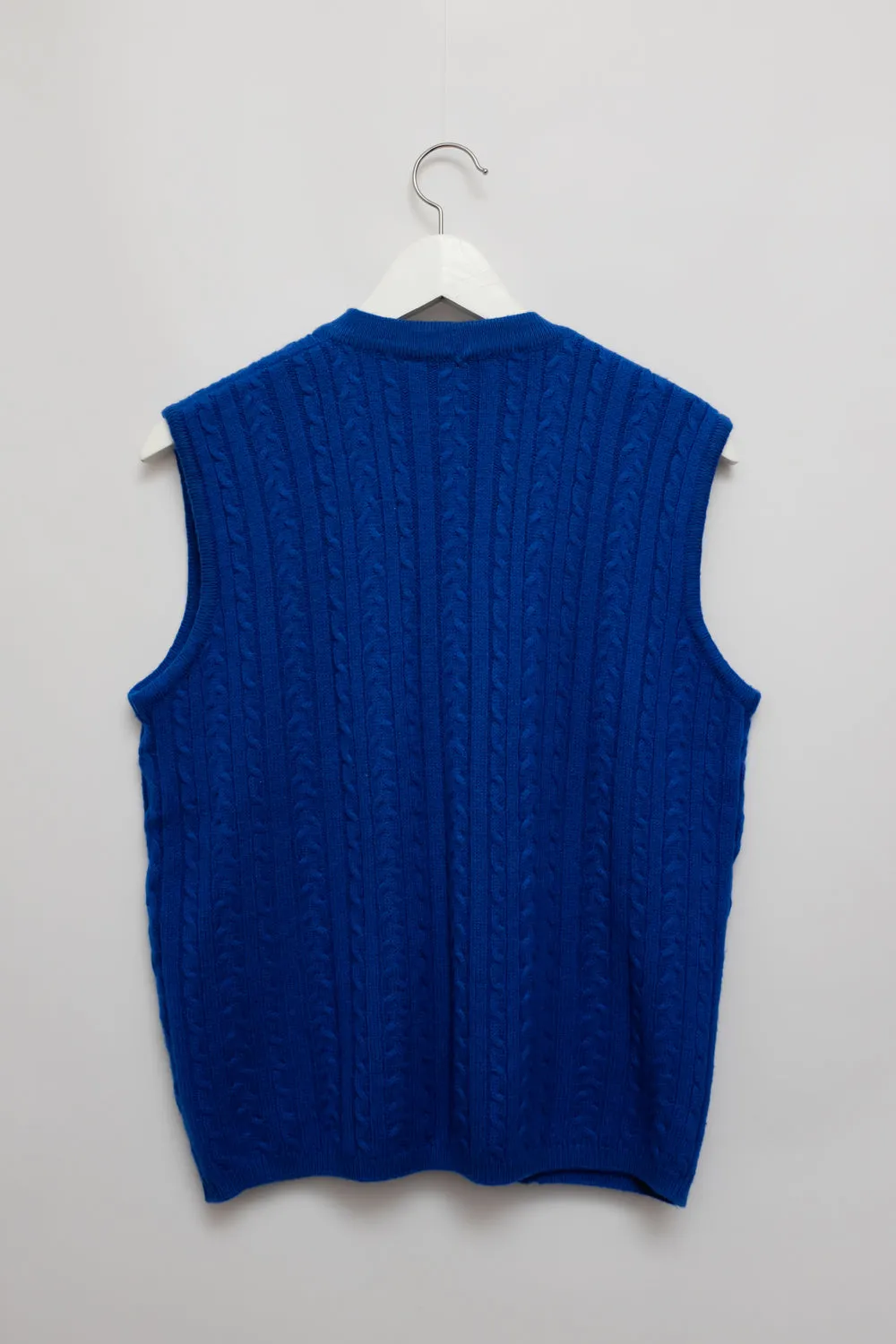 CABLE KNIT BLUE WOOL VINTAGE VEST