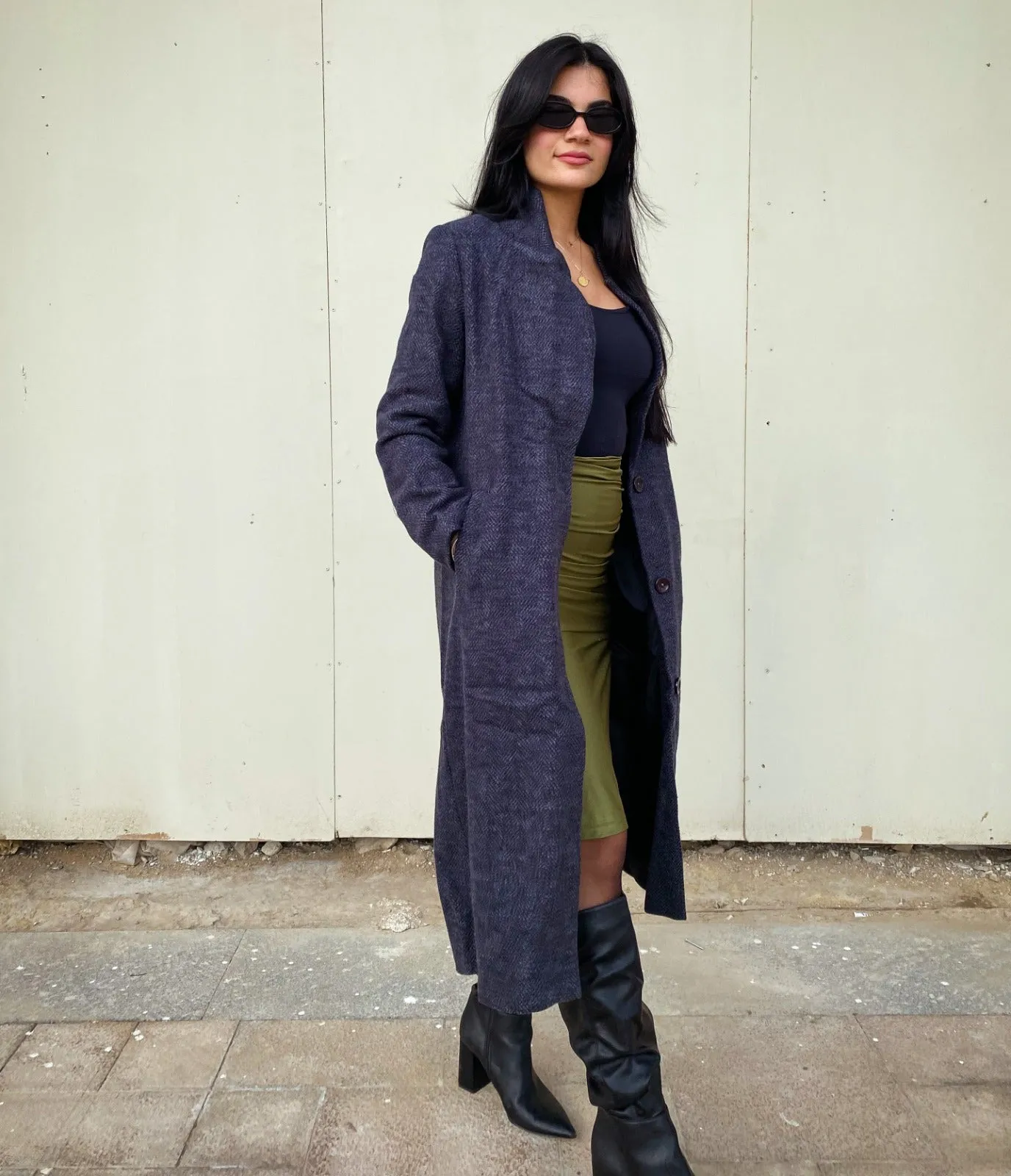 Camilla Tweed Coat Navy