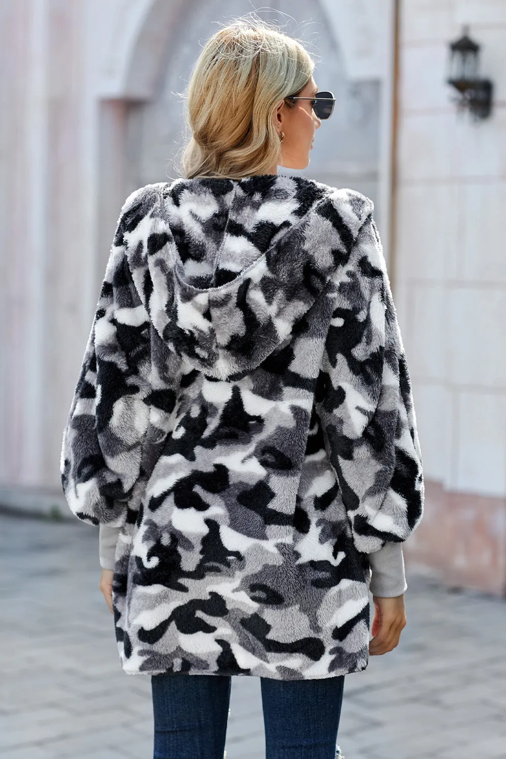 Camo Fleece Hooded Coat