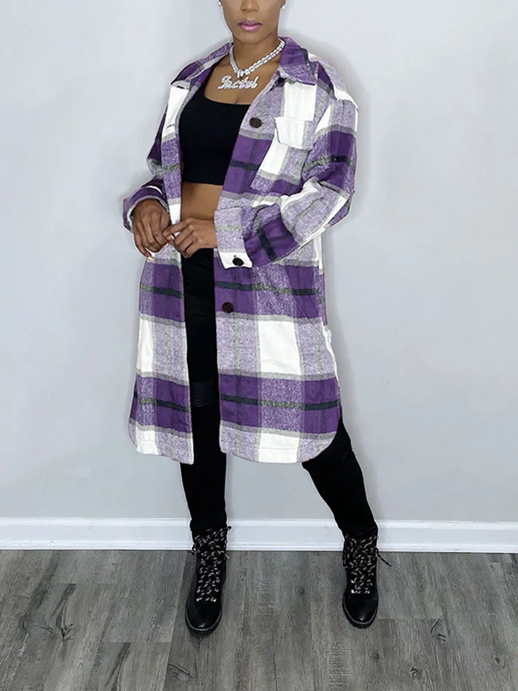 Casual Plaid Shirt Coat