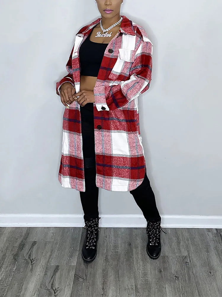 Casual Plaid Shirt Coat