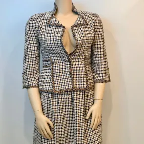 Chanel 08P, 2008 Spring 2 piece plaid tweed skirt suit jacket set size 10/12