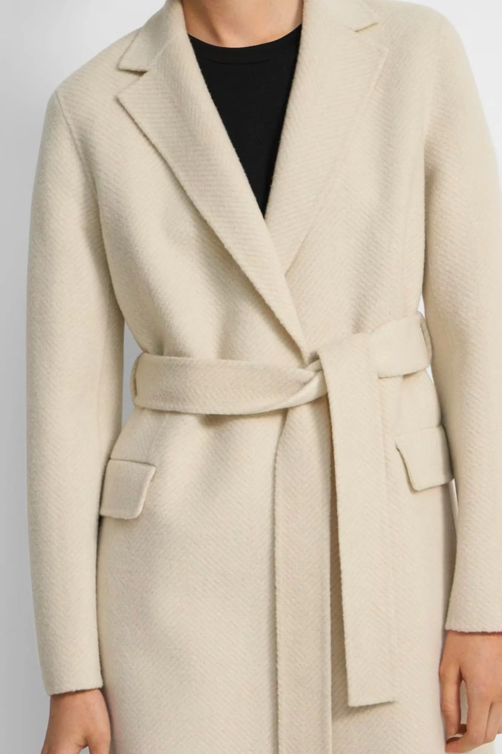 Chevron Wool Coat in Cream