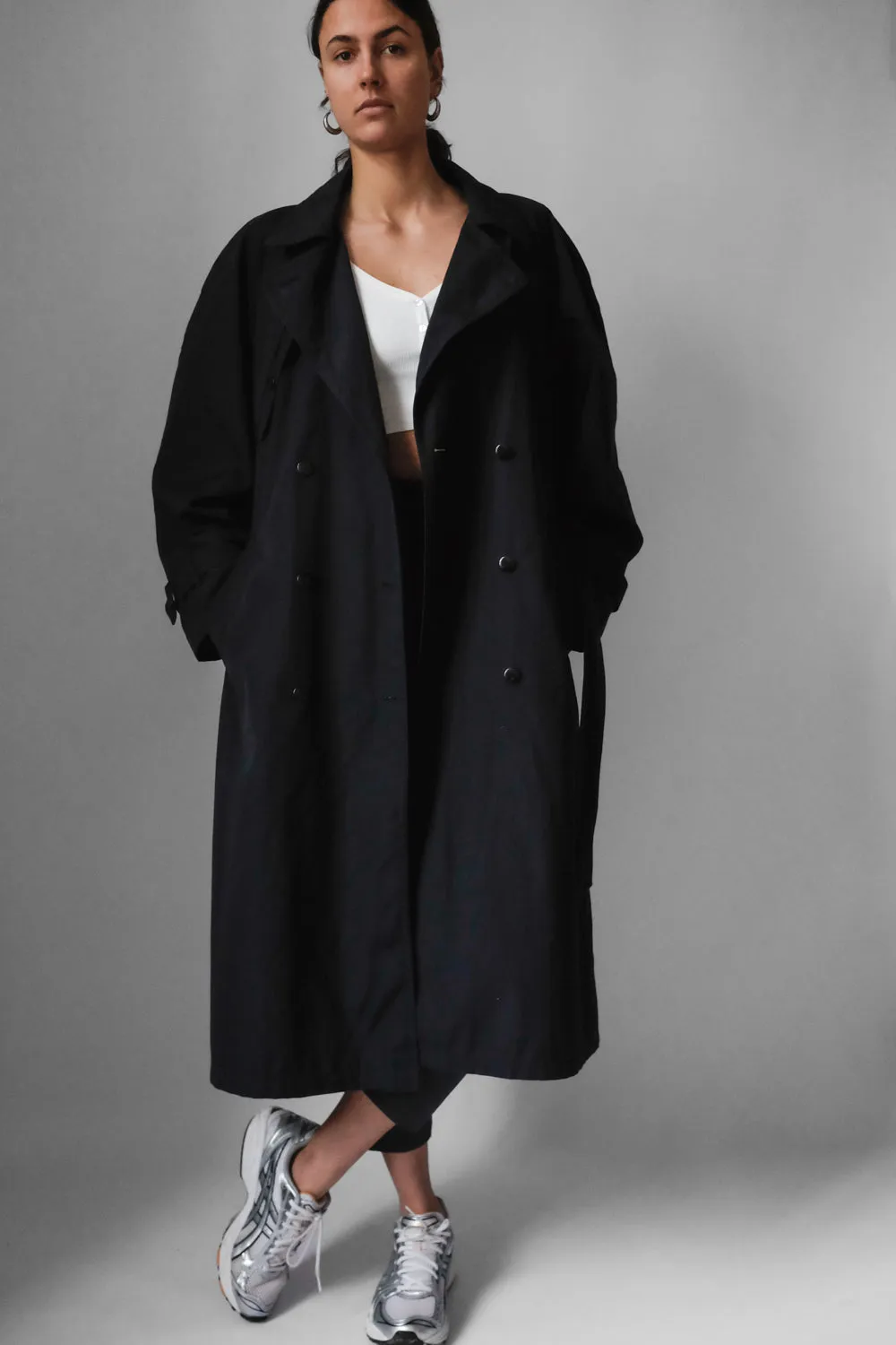 CLASSY NIGHTBLUE OVERSIZE LONG VINTAGE TRENCH