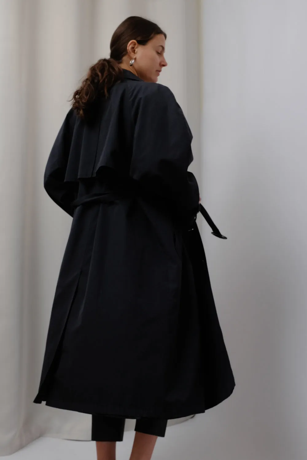 CLASSY NIGHTBLUE OVERSIZE LONG VINTAGE TRENCH