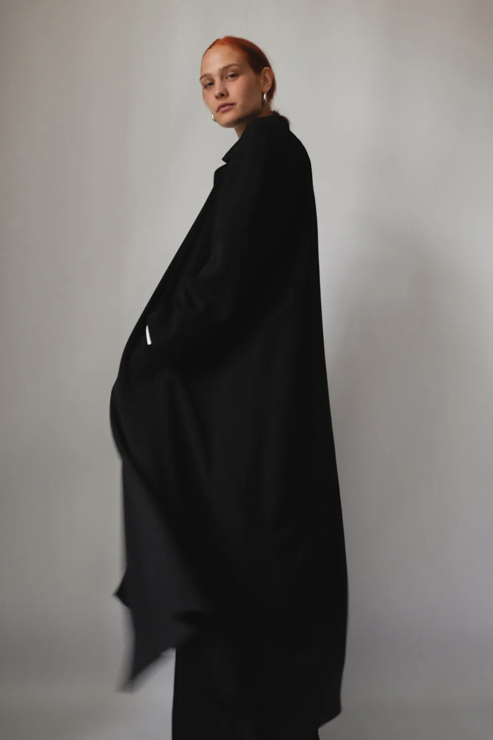 CLEAN BLACK LONG VINTAGE TRENCH COAT