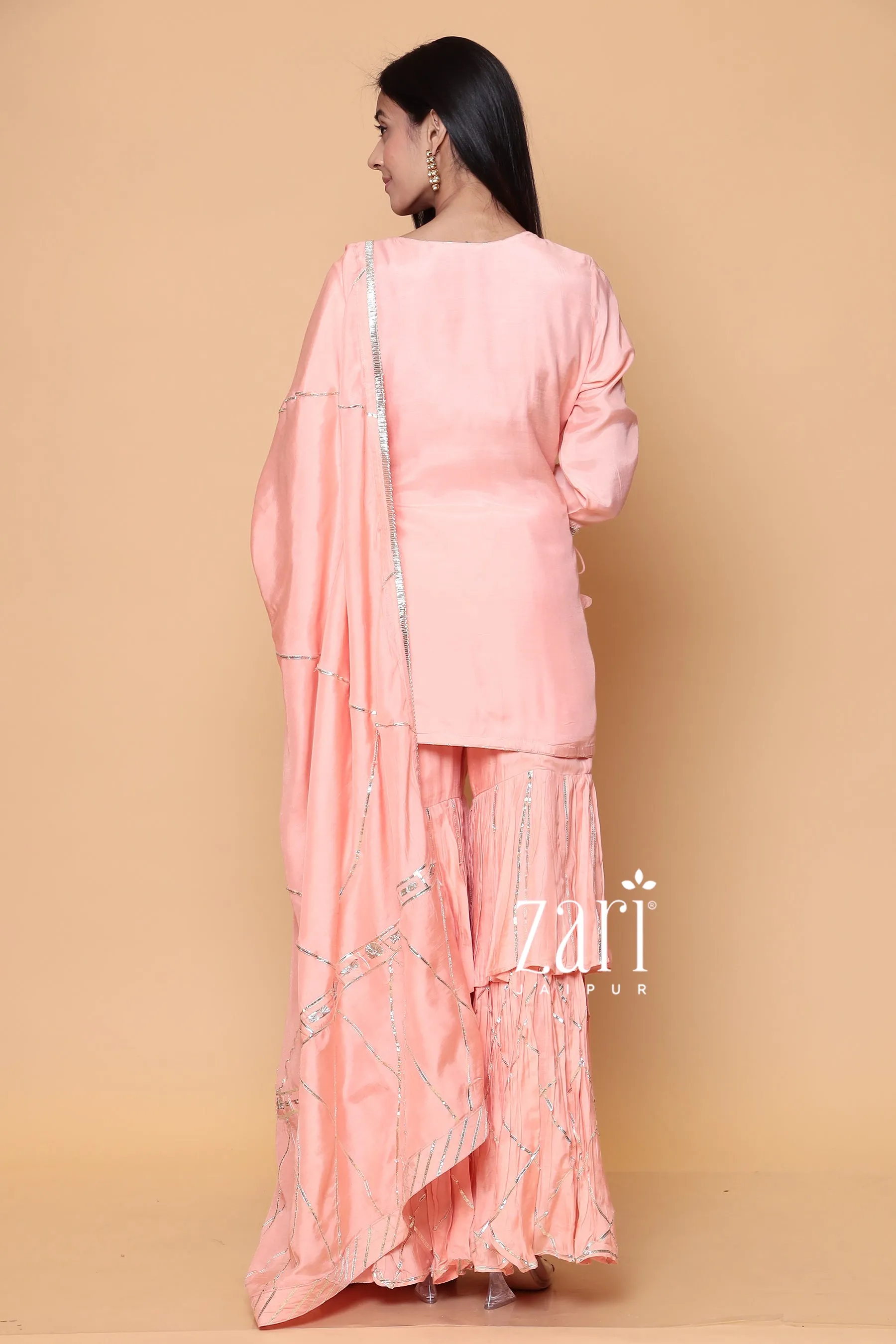 Cotton Silk Sharara Suit with Gota work.