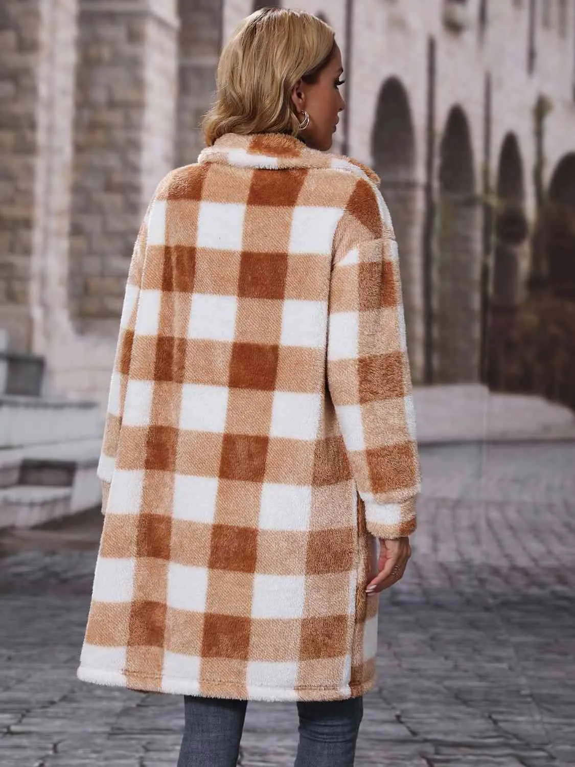 Cozy Plaid Collared Button Down Coat