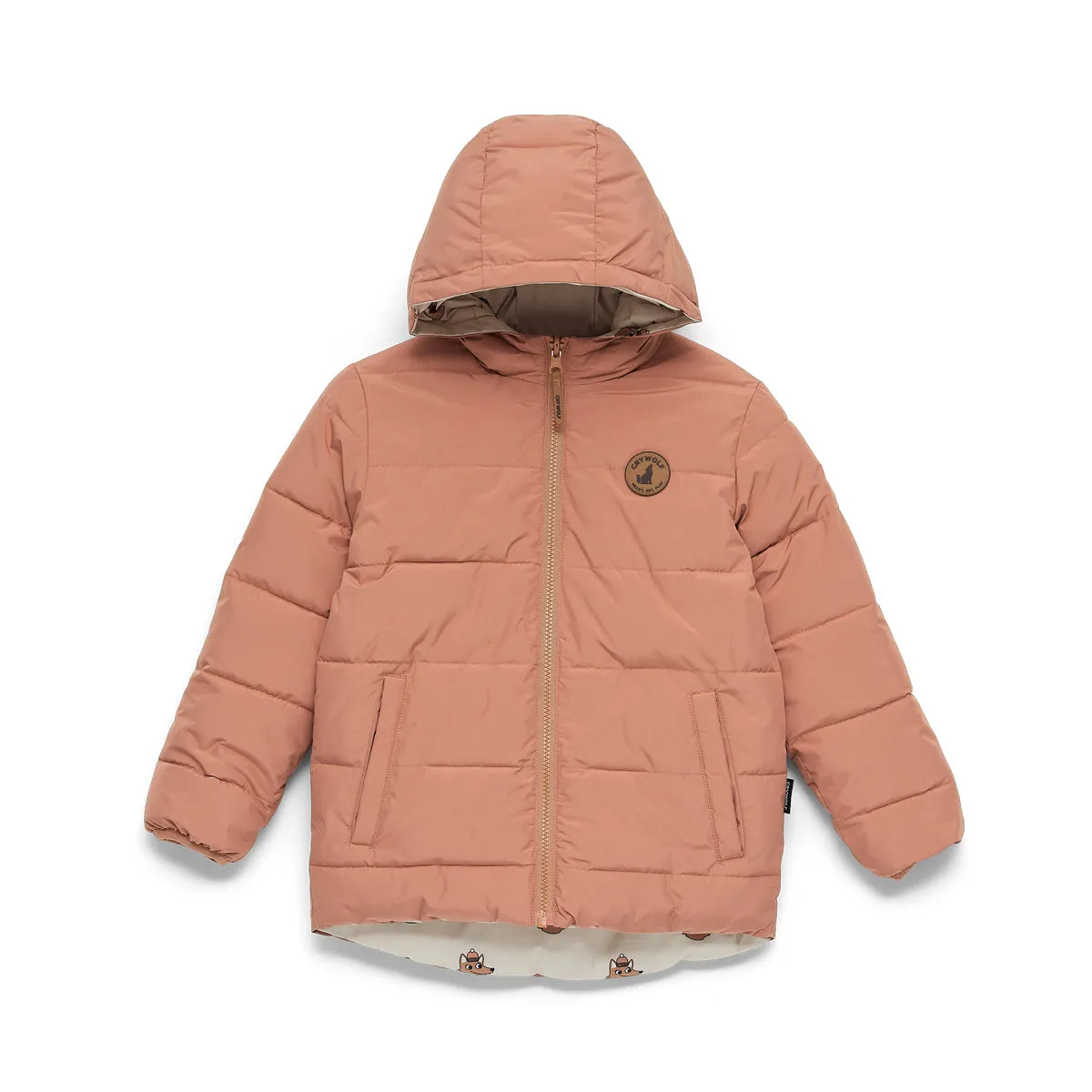 Crywolf Reversible Eco Puffer - Terracotta Wolf