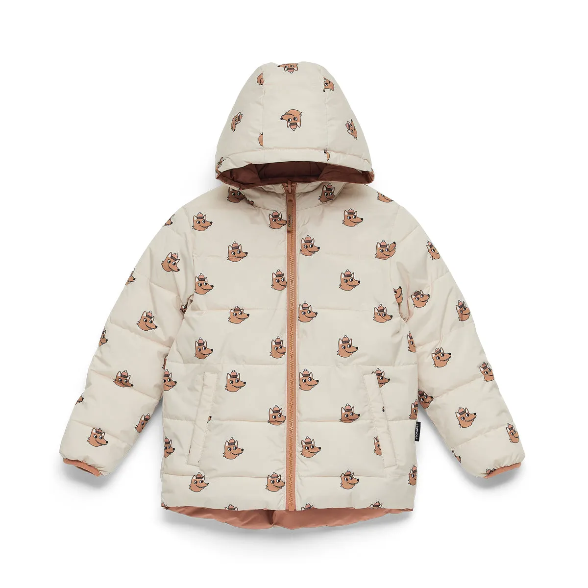 Crywolf Reversible Eco Puffer - Terracotta Wolf