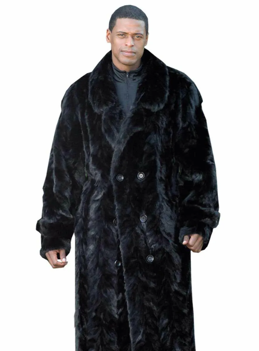 Custom Made Men's Double Breasted Mink Fur Coat