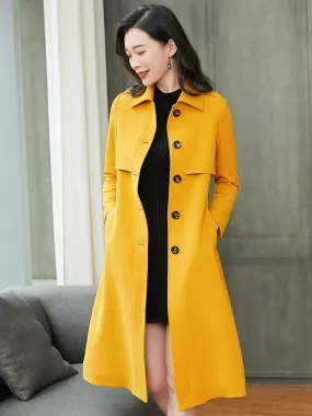 Custom Single Breasted Button Yellow Trench Coat