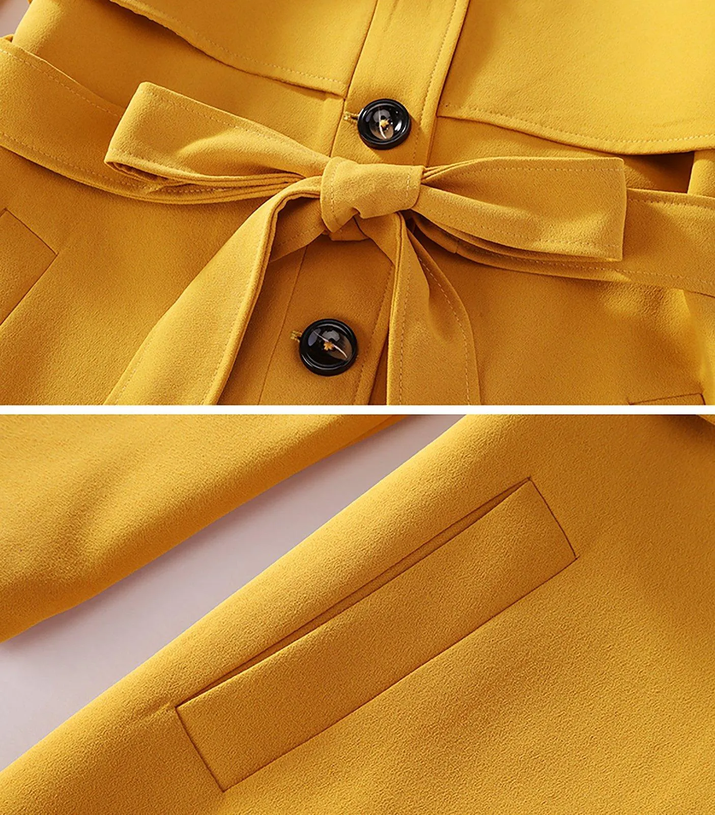 Custom Single Breasted Button Yellow Trench Coat