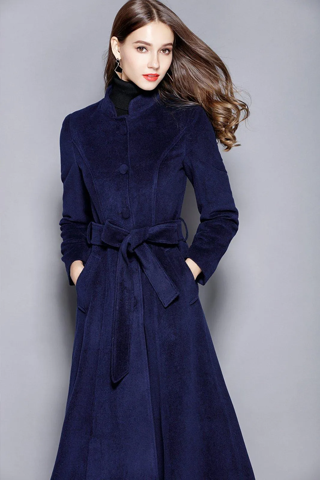 Custom Wool Blend Single Breasted Fit & Flare Long Coat